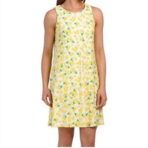 PAPPAGALLO White Yellow Novelty Lemon Print Swing Dress Size XL